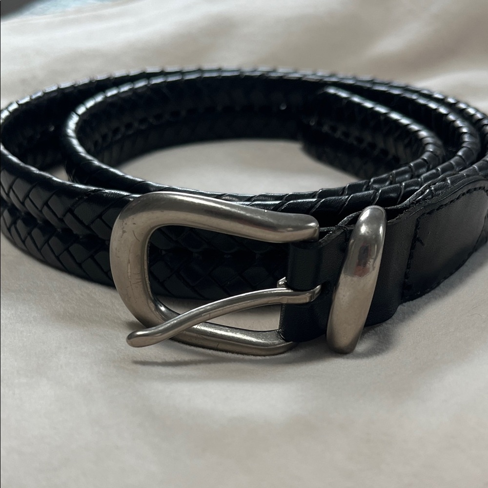Coach Men’s Braiden Black Woven Leather Belt